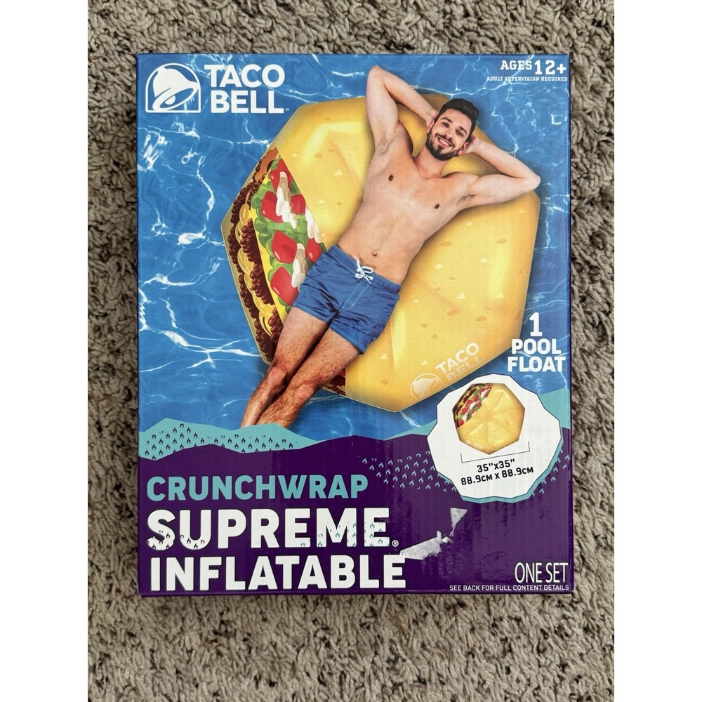 Taco Bell Crunchwrap Supreme Inflatable Pool Float New in Box Novelty Raft